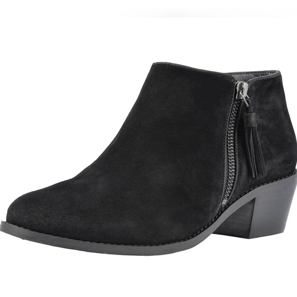 Vionic Serena Black Suede Ankle Boots Size 10